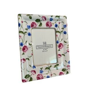 Floral Ceramic Picture Frame Free Standing Ornate Treasured Memories by Ganz